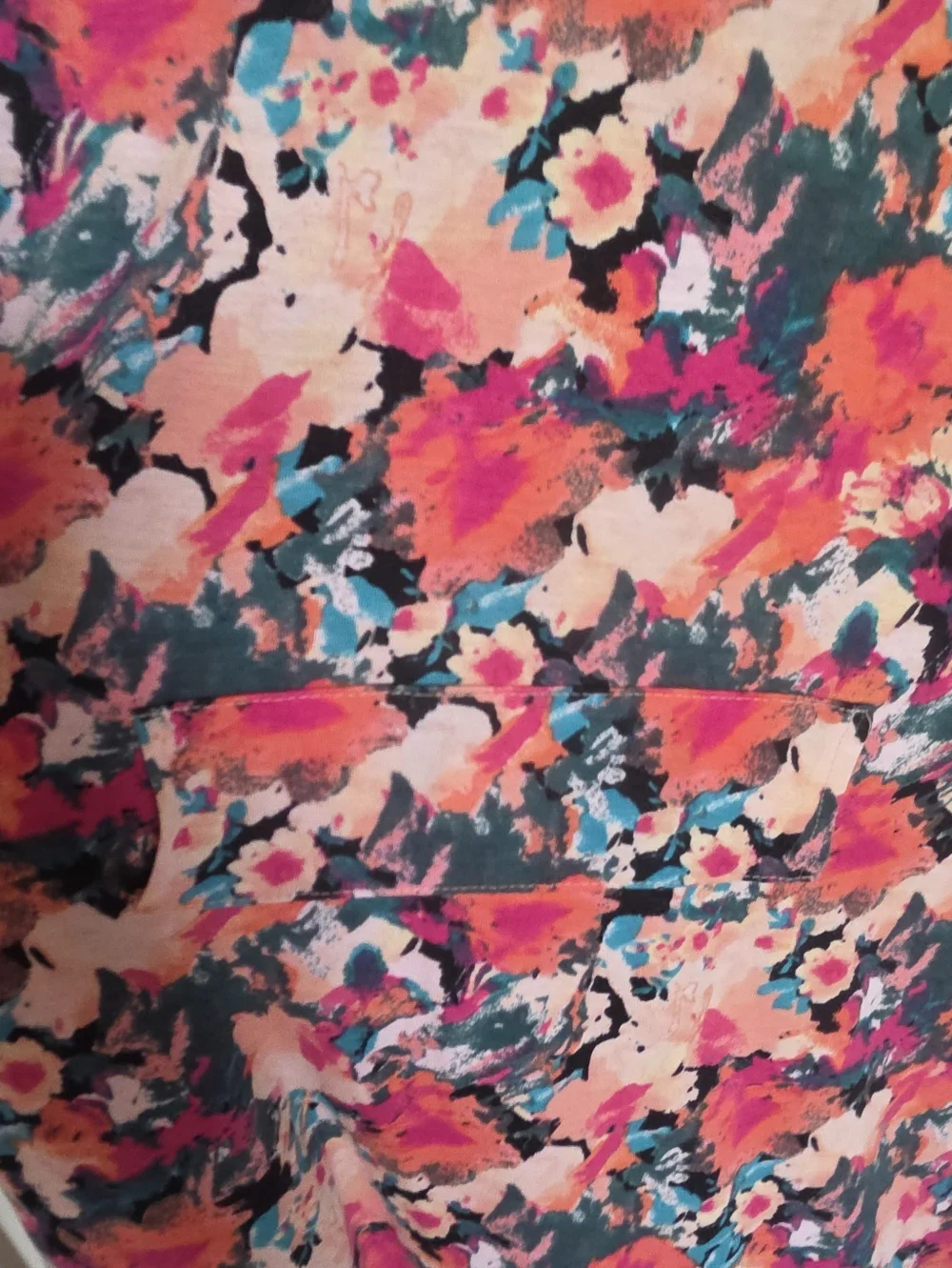 Natori Floral Lightweight Open-Front Robe in Pink, Teal & Navy Size Medium